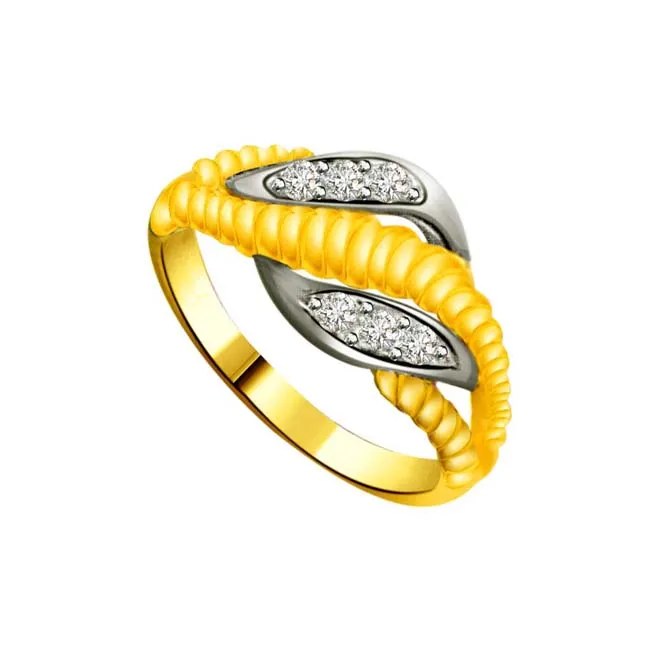 Two-Tone Real Diamond Gold Ring (SDR952)