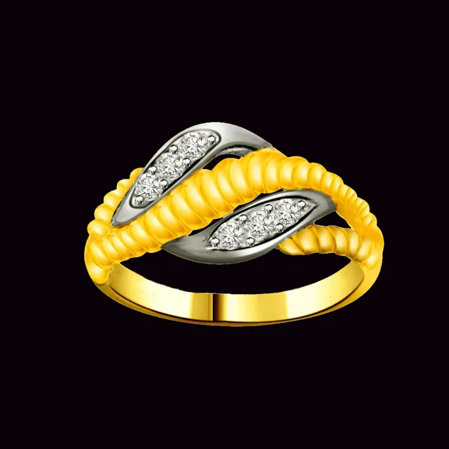 Two-Tone Real Diamond Gold Ring (SDR952)