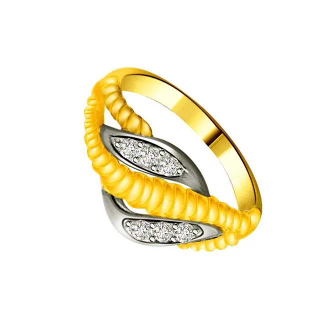 Two-Tone Real Diamond Gold Ring (SDR952)