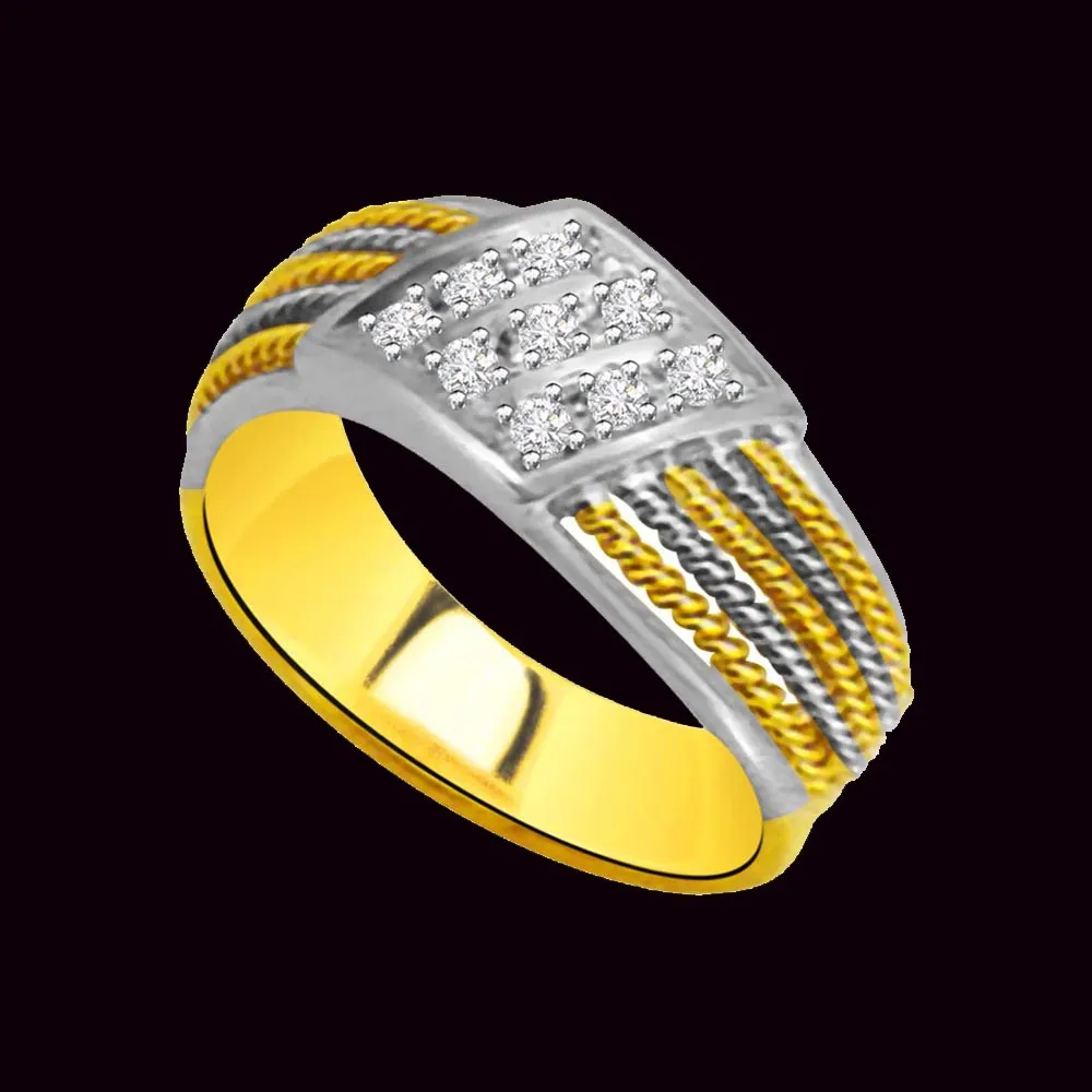 Trendy Diamond Gold rings SDR953 -White Yellow Gold rings