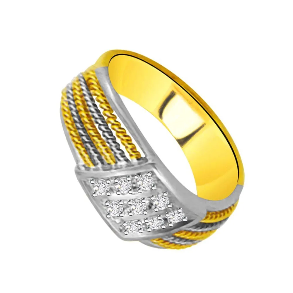 Trendy Diamond Gold rings SDR953 -White Yellow Gold rings