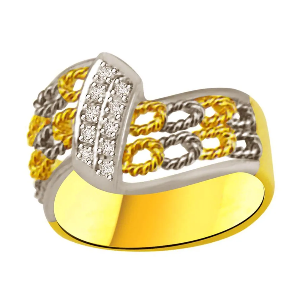 Pretty Diamond Gold rings SDR954 -White Yellow Gold rings