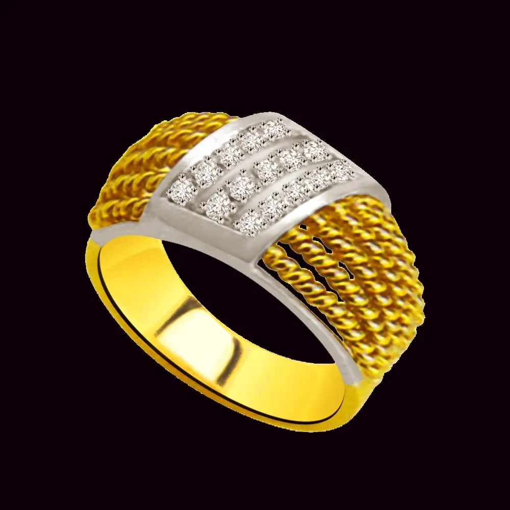 Trendy Diamond Gold rings SDR956 -White Yellow Gold rings