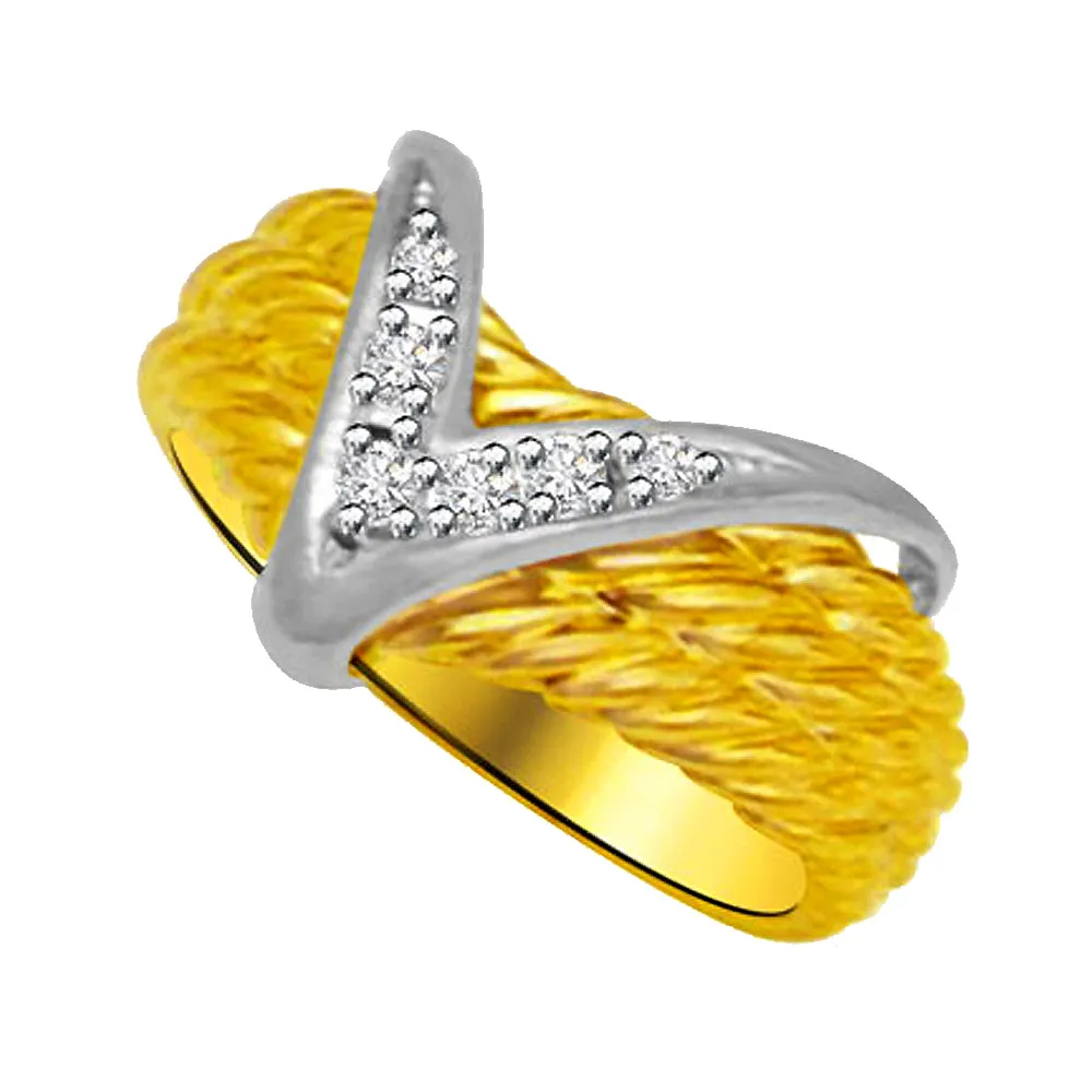 V Shape Real Diamond Gold Ring (SDR957)