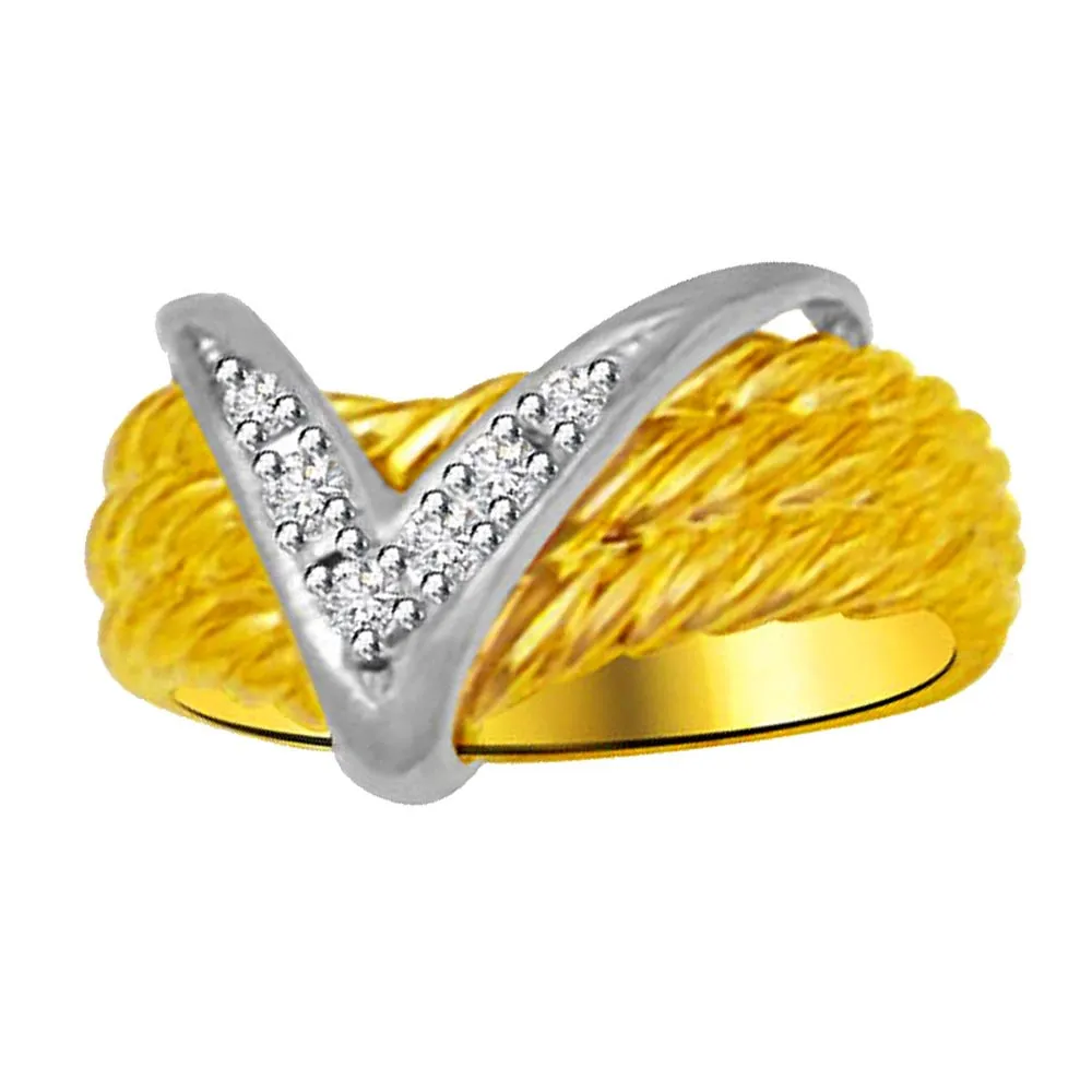 V Shape Real Diamond Gold Ring (SDR957)
