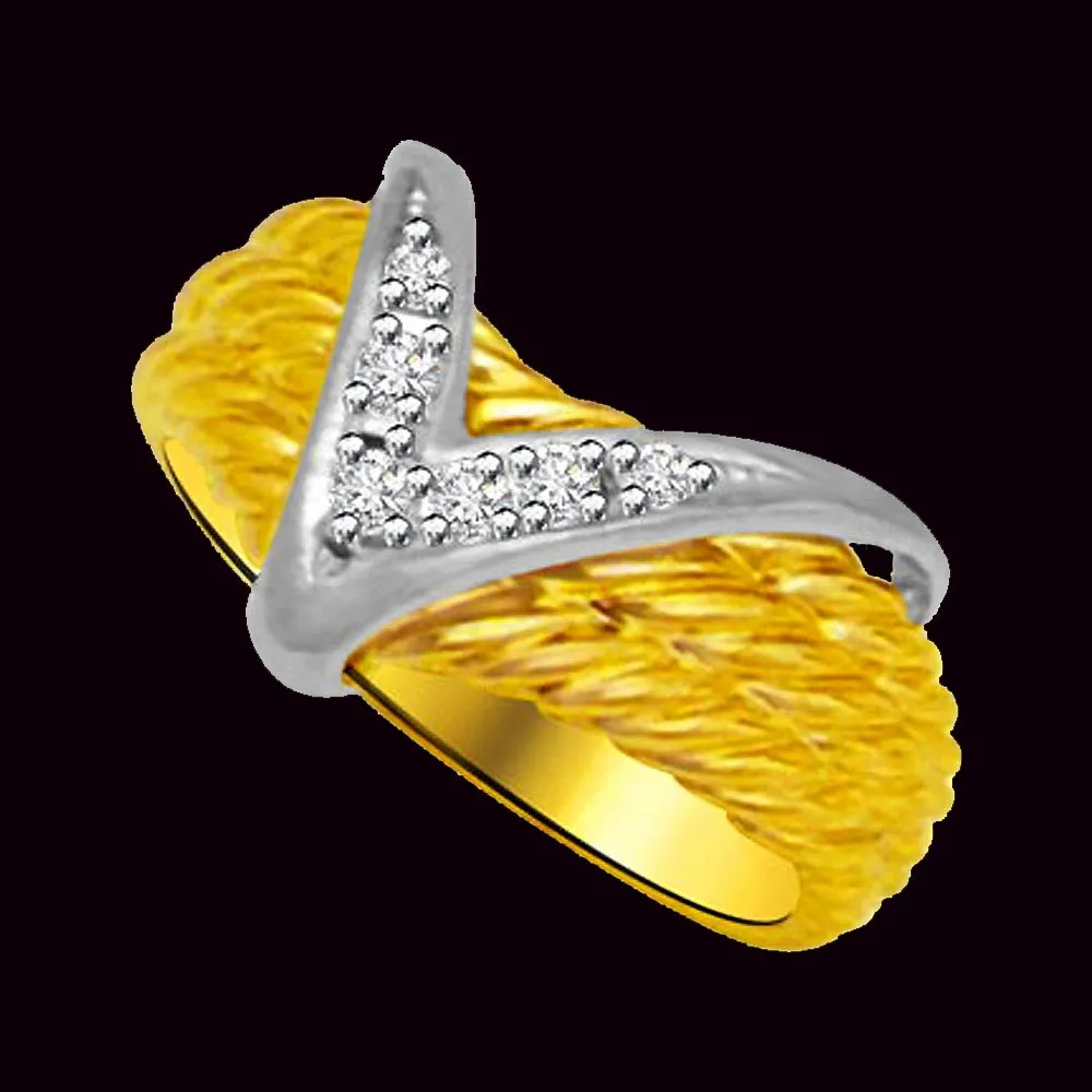 V Shape Real Diamond Gold Ring (SDR957)