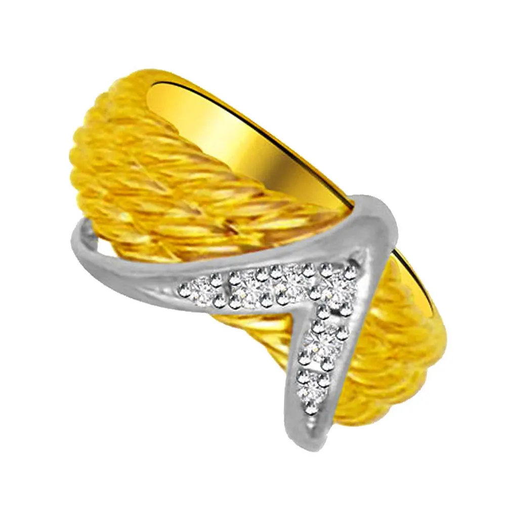 V Shape Real Diamond Gold Ring (SDR957)