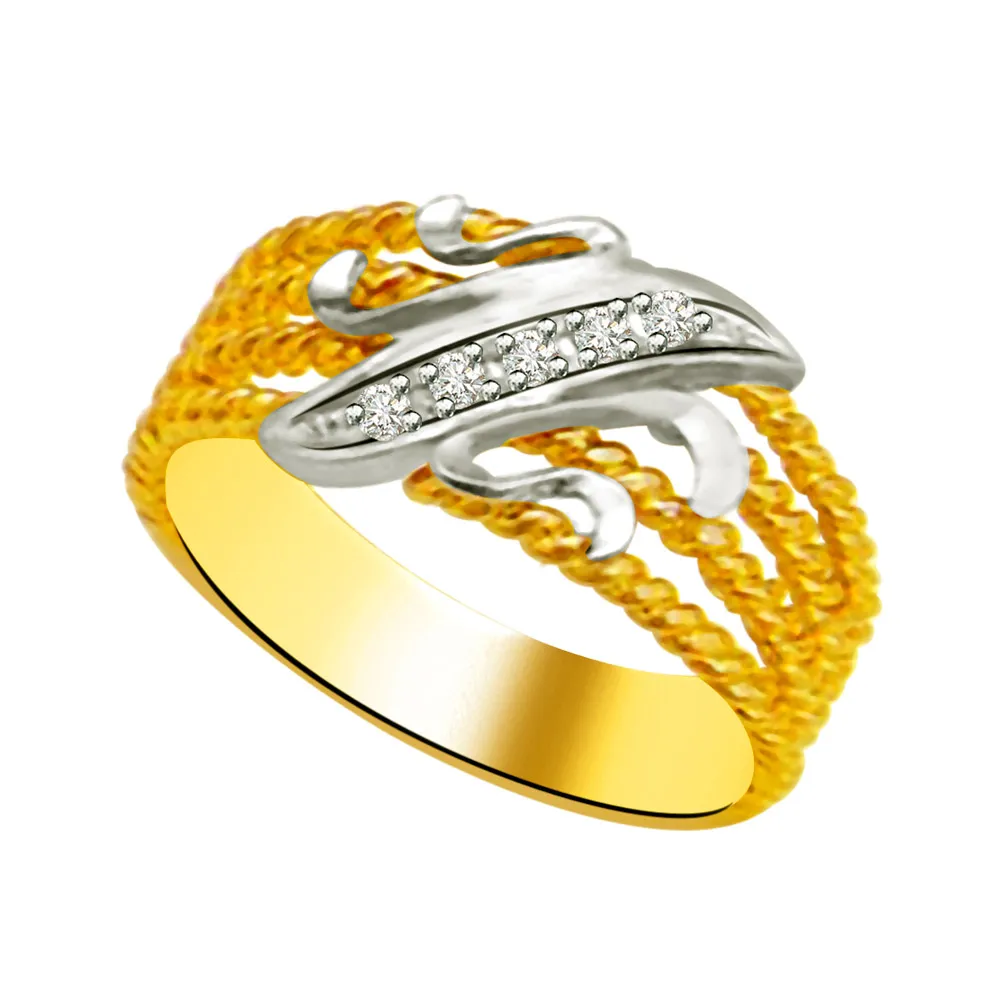 Two-Tone Real Diamond Gold Ring (SDR958)