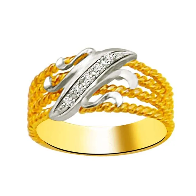 Two-Tone Real Diamond Gold Ring (SDR958)
