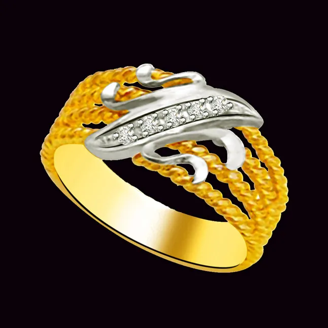 Two-Tone Real Diamond Gold Ring (SDR958)