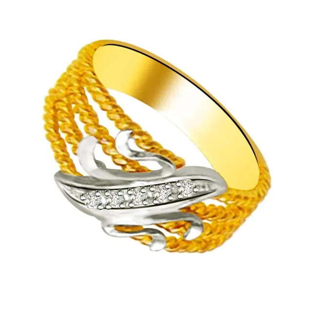 Two-Tone Real Diamond Gold Ring (SDR958)