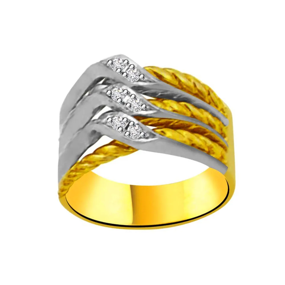 Two-Tone Real Diamond Gold Ring (SDR959)