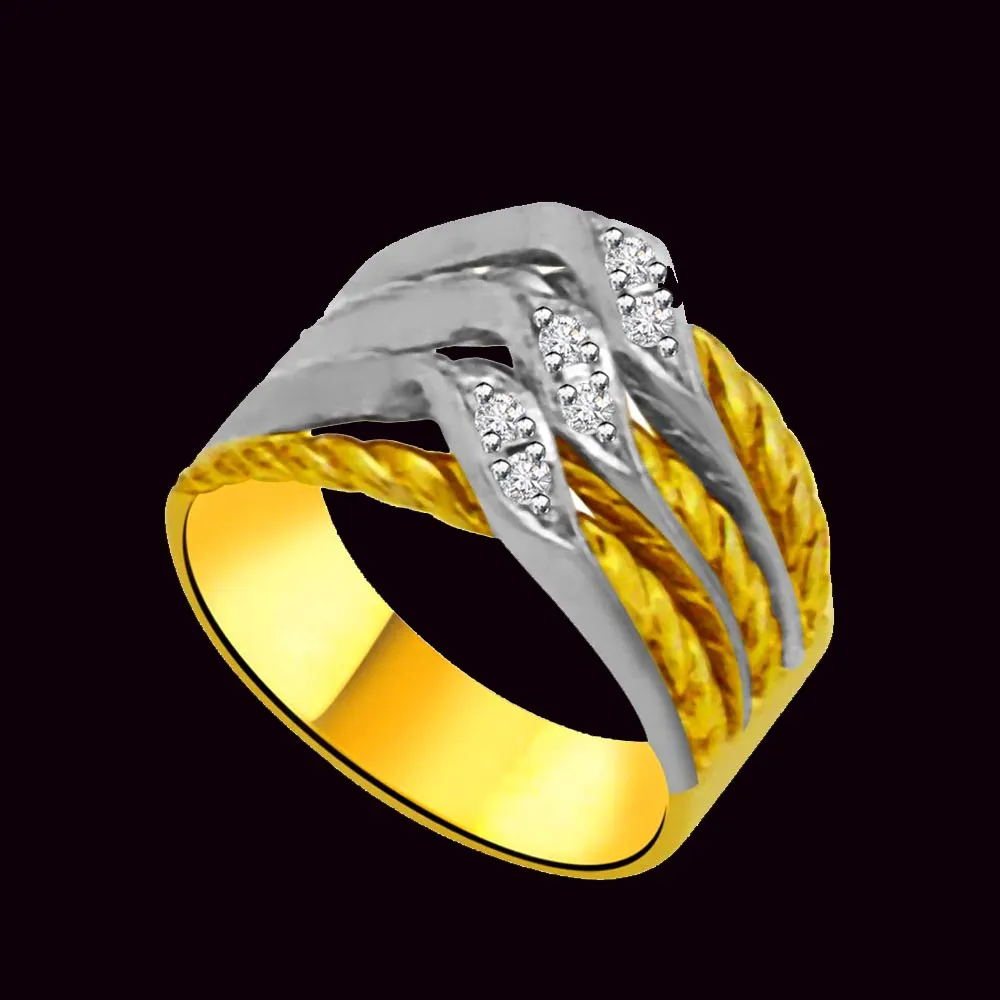 Two-Tone Real Diamond Gold Ring (SDR959)