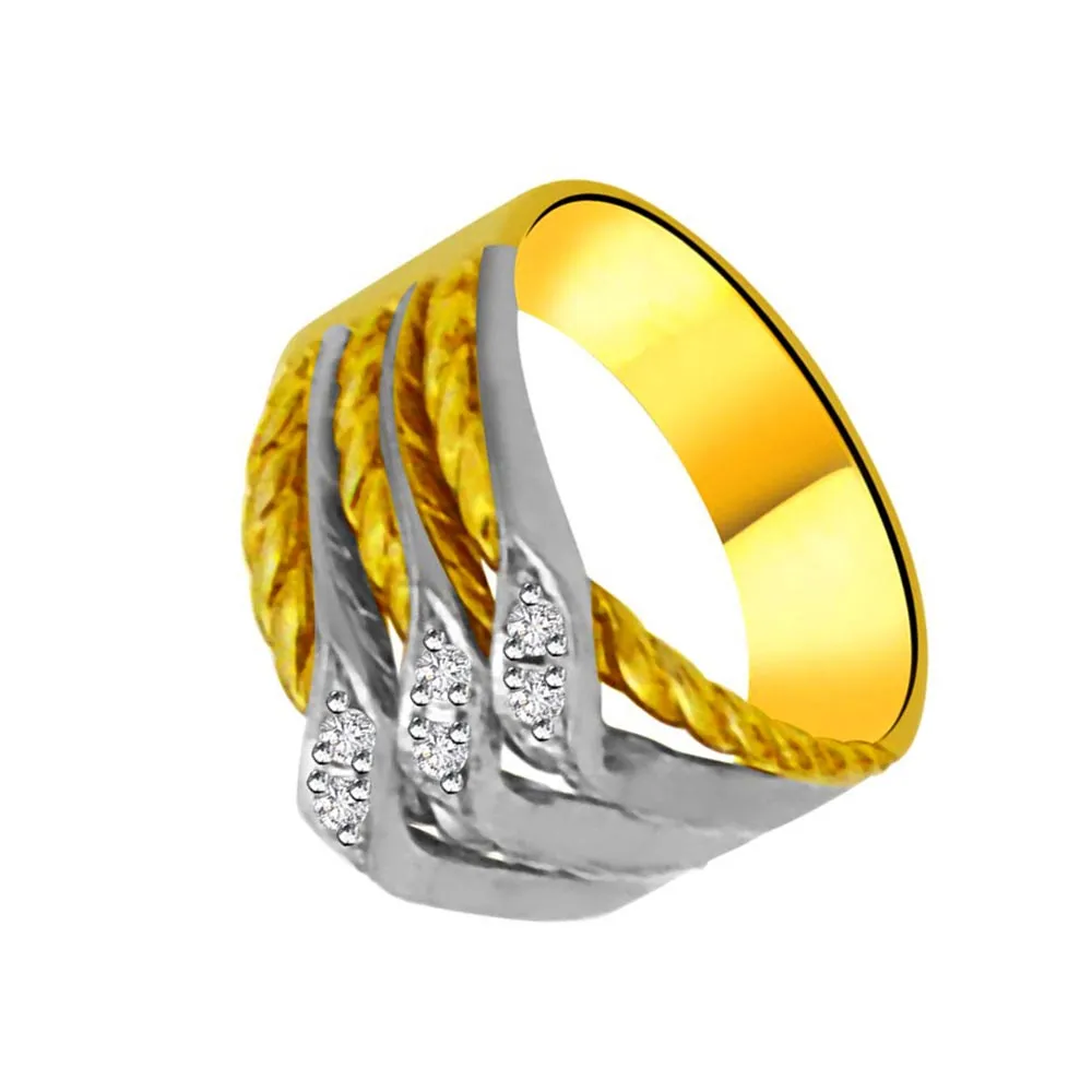 Two-Tone Real Diamond Gold Ring (SDR959)