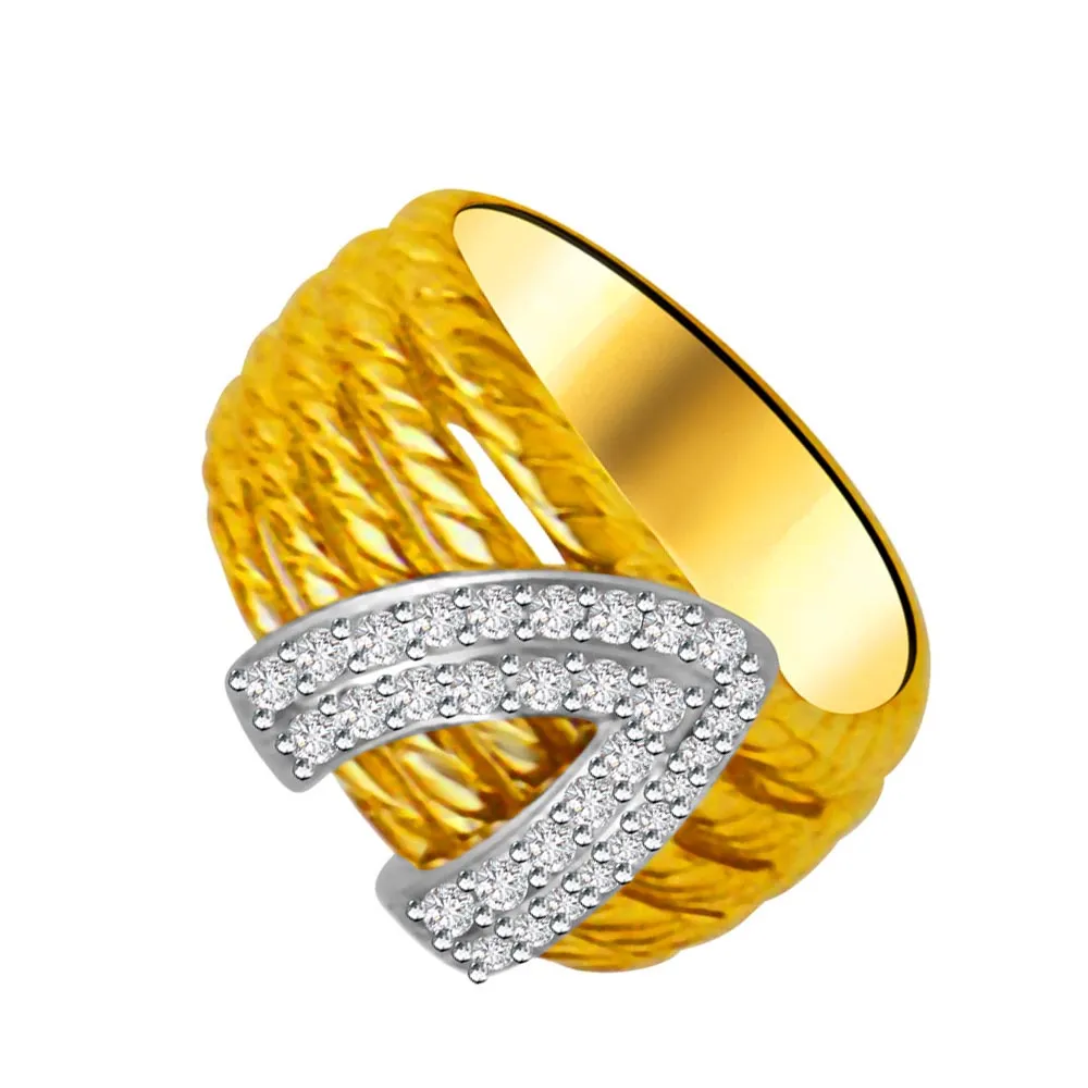 V Shape Real Diamond Ring in 18K Gold (SDR960)