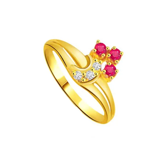 0.06cts Real Diamond & Ruby Gold Ring (SDR966)
