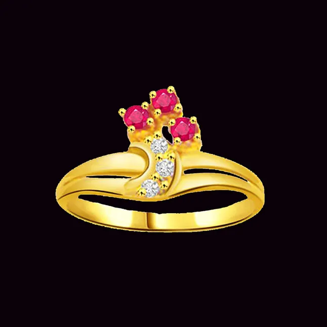 0.06cts Real Diamond & Ruby Gold Ring (SDR966)