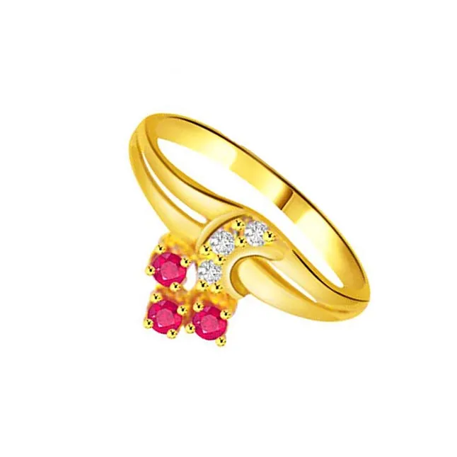 0.06cts Real Diamond & Ruby Gold Ring (SDR966)