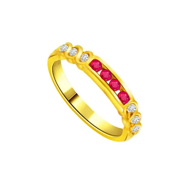 Real Diamond & Ruby Gold Ring (SDR968)