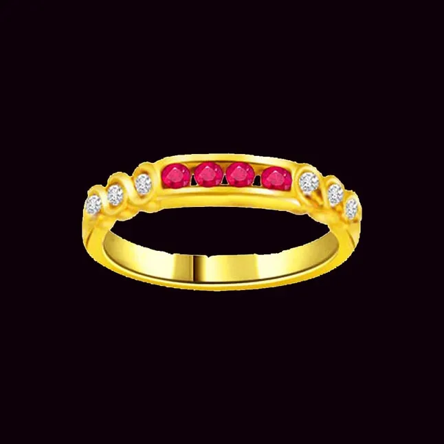 Real Diamond & Ruby Gold Ring (SDR968)