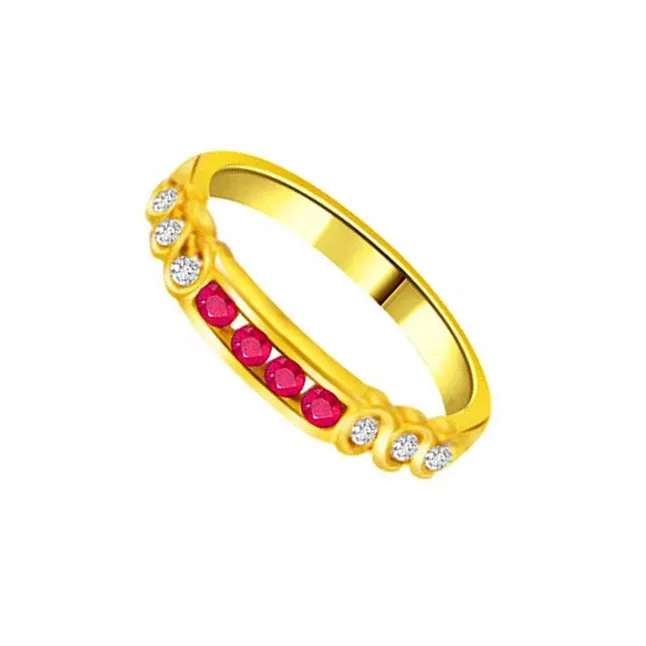 Real Diamond & Ruby Gold Ring (SDR968)