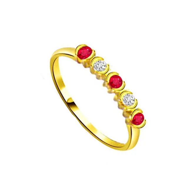 Real Diamond & Ruby Gold Ring (SDR971)