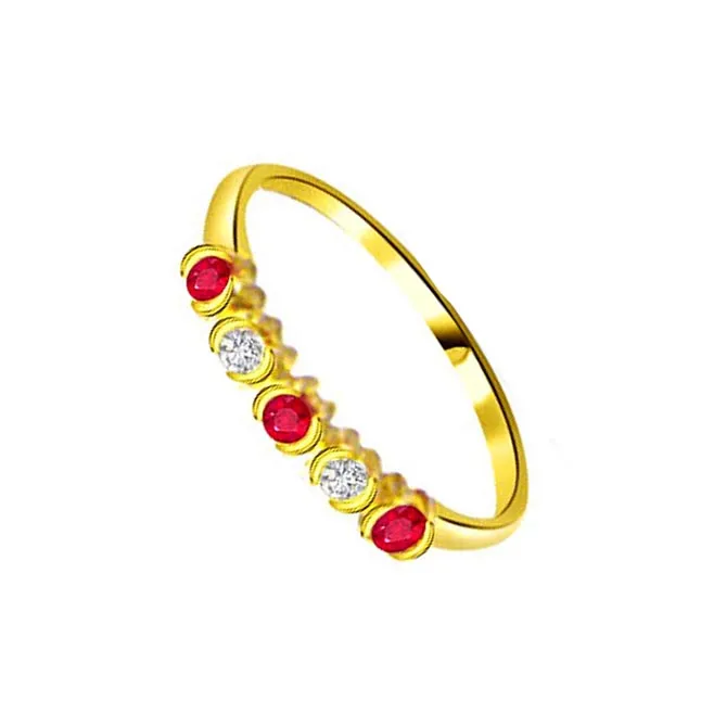 Real Diamond & Ruby Gold Ring (SDR971)