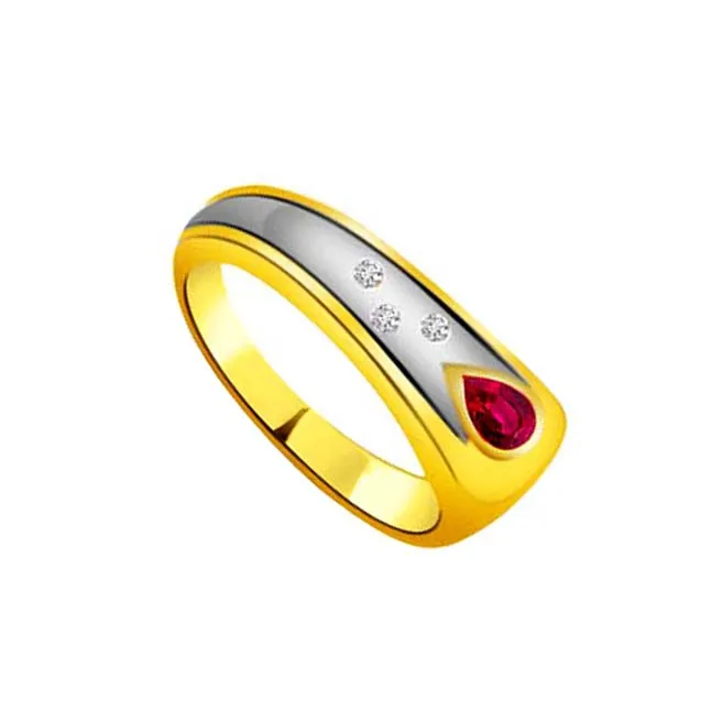 Trendy Real Diamond & Ruby Ring (SDR980)