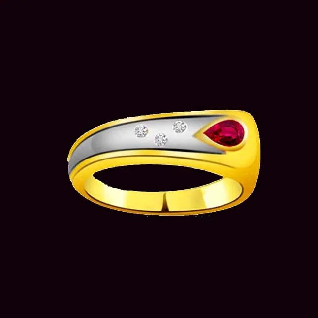 Trendy Real Diamond & Ruby Ring (SDR980)