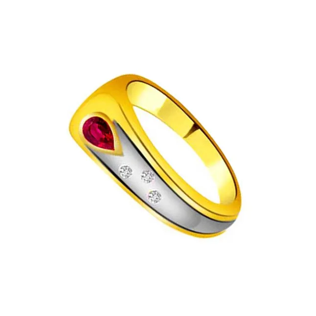 Trendy Real Diamond & Ruby Ring (SDR980)