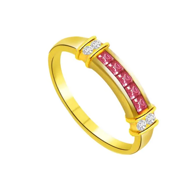 Real Diamond & Ruby Gold Ring (SDR982)