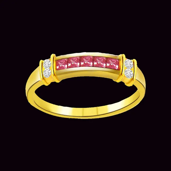 Real Diamond & Ruby Gold Ring (SDR982)