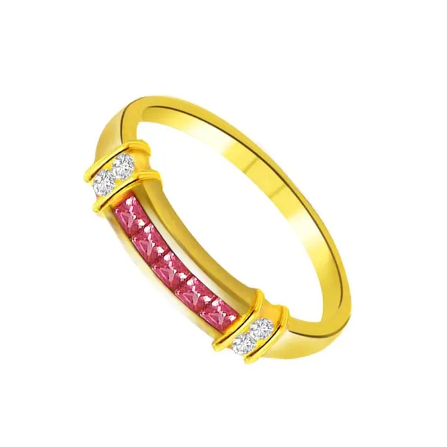 Real Diamond & Ruby Gold Ring (SDR982)