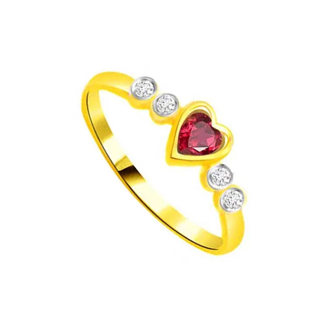 Real Diamond & Ruby Heart Ring (SDR983)