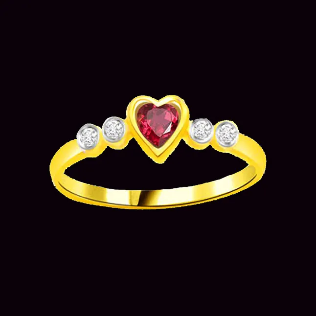 Real Diamond & Ruby Heart Ring (SDR983)