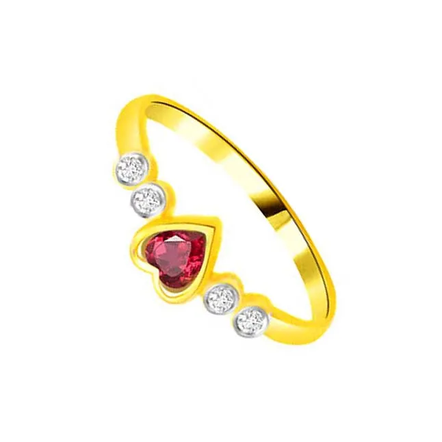 Real Diamond & Ruby Heart Ring (SDR983)