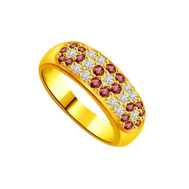 Flower Shape Real Diamond & Ruby Ring (SDR986)