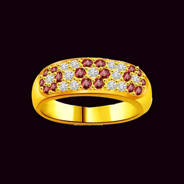 Flower Shape Real Diamond & Ruby Ring (SDR986)