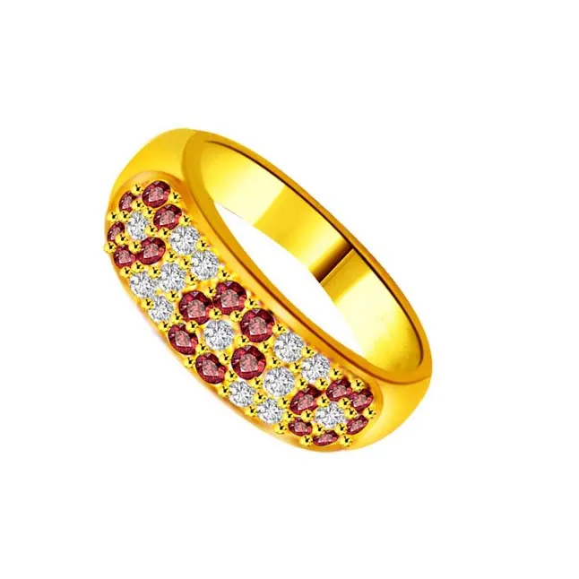 Flower Shape Real Diamond & Ruby Ring (SDR986)