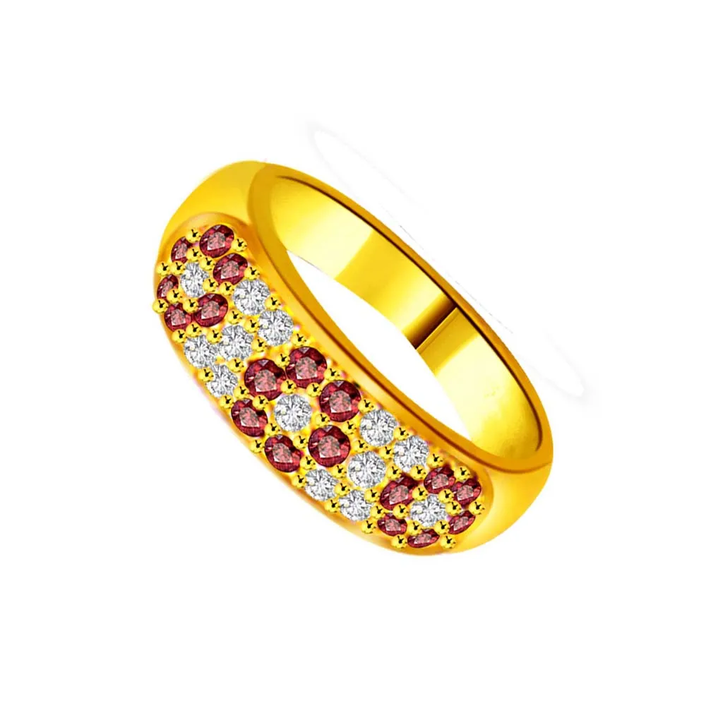 Flower Shape Diamond & Ruby rings SDR986