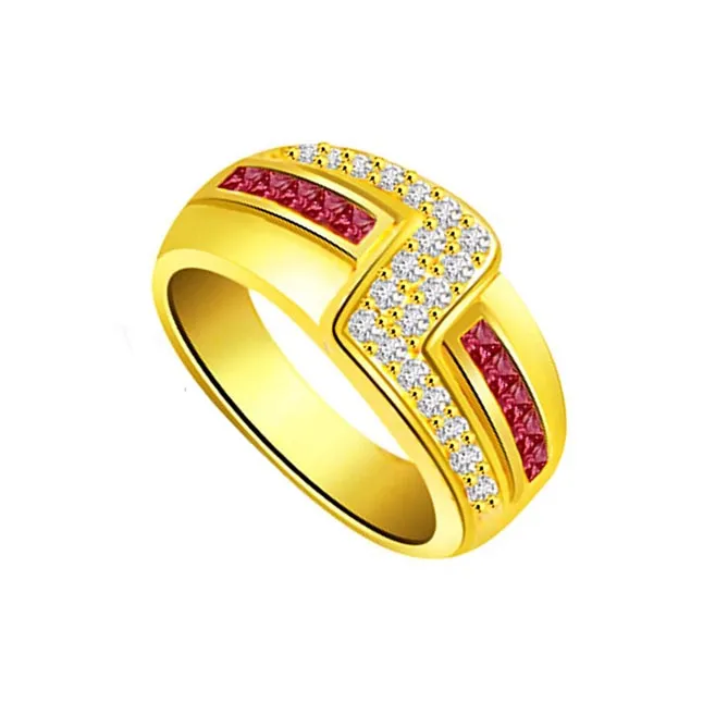 Trendy Real Diamond & Ruby Ring (SDR988)