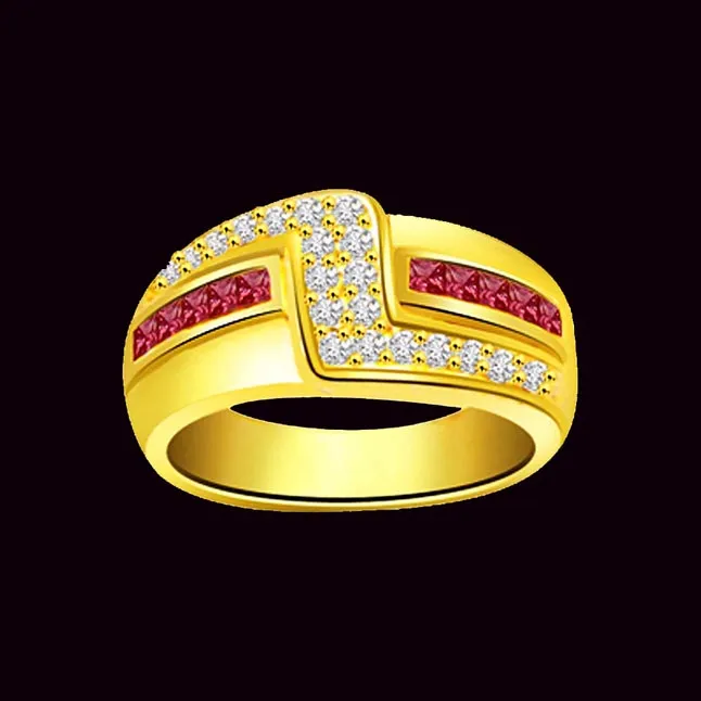 Trendy Real Diamond & Ruby Ring (SDR988)