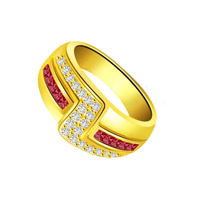 Trendy Real Diamond & Ruby Ring (SDR988)