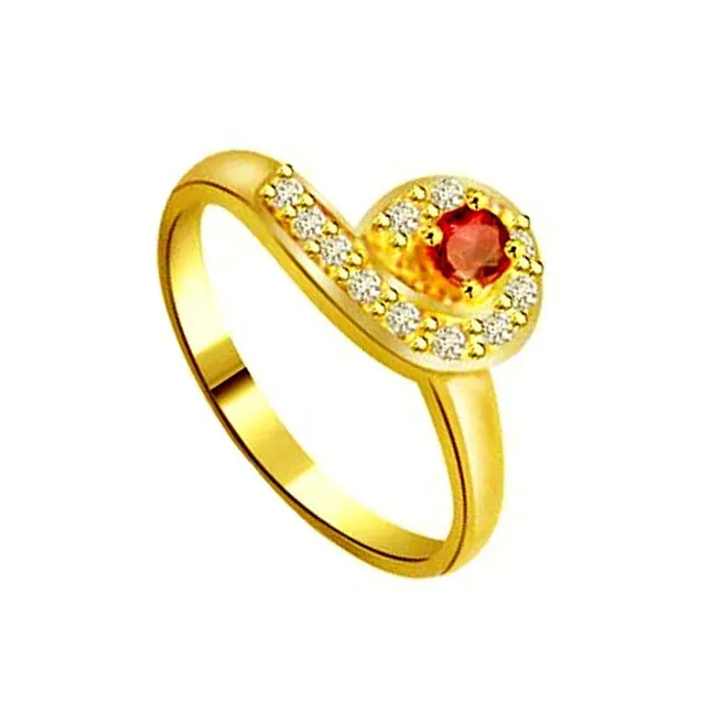 Trendy Real Diamond & Ruby Ring (SDR991)