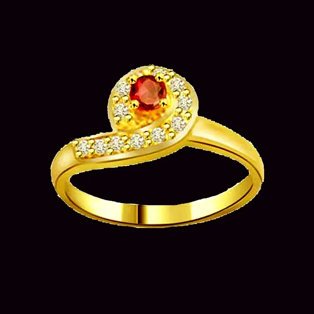 Trendy Real Diamond & Ruby Ring (SDR991)