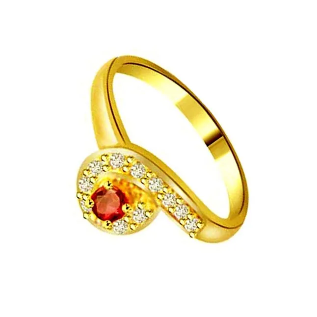 Trendy Real Diamond & Ruby Ring (SDR991)