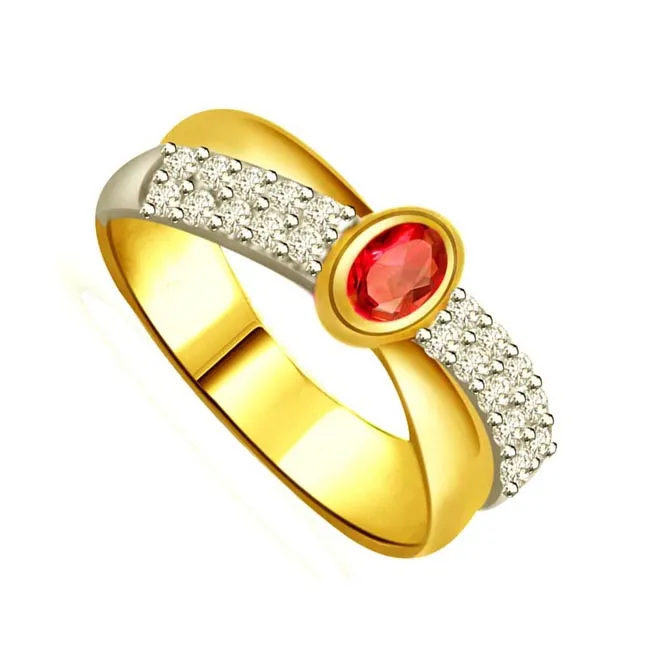 Real Diamond & Ruby Gold Ring (SDR994)