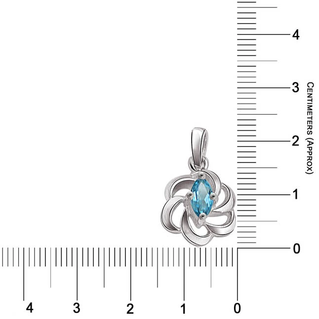Marquise Shaped Blue Topaz & Sterling Silver Pendant (SDS111)