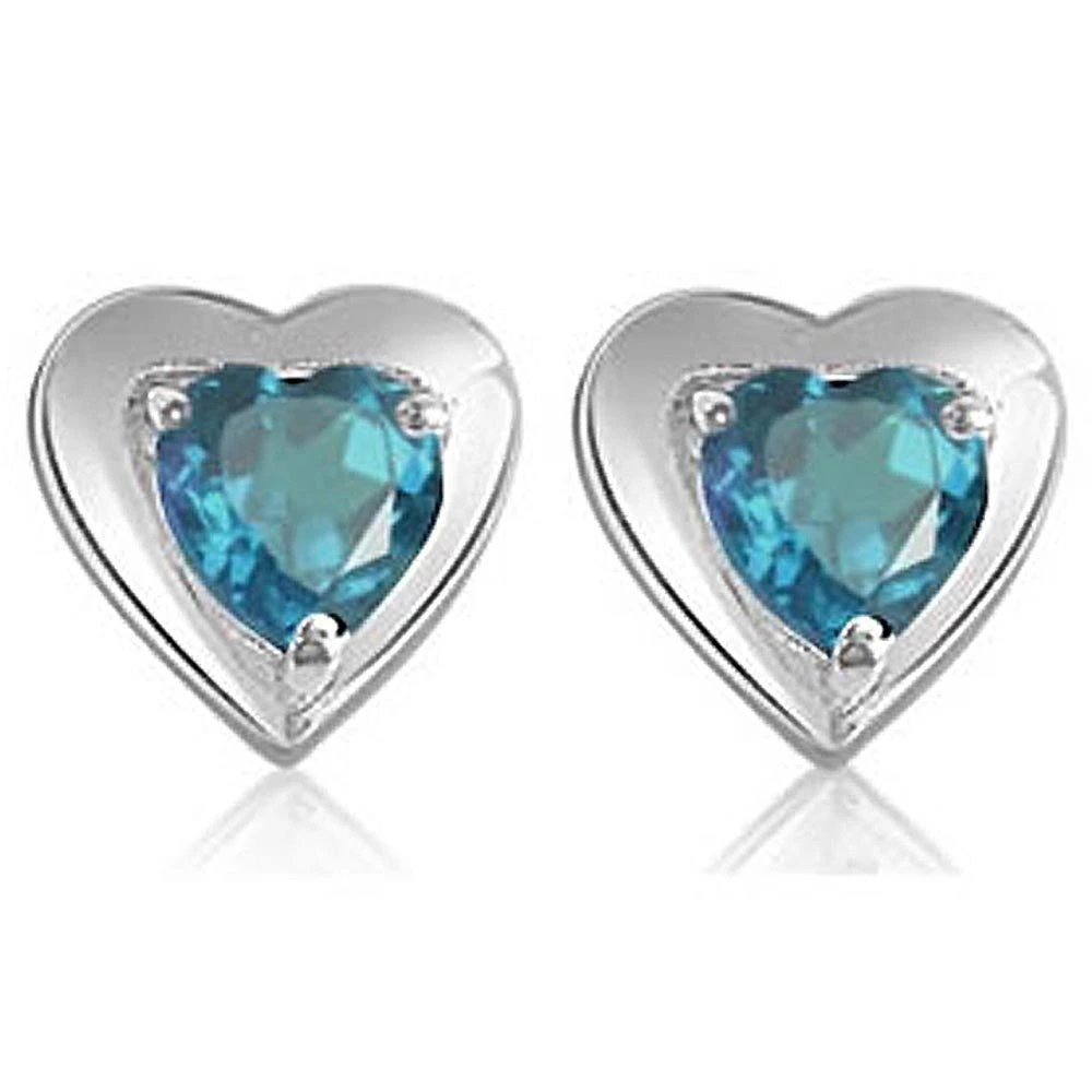 Heart Shape Blue Topaz Pendant & Earring Set with Silver finished Chain for Girls (SDS116)
