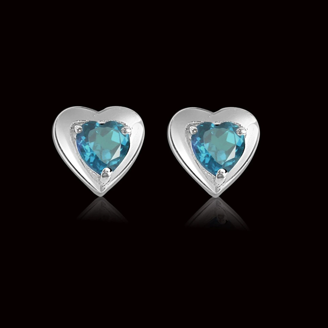 Heart Shape Blue Topaz Pendant & Earring Set with Silver finished Chain for Girls (SDS116)